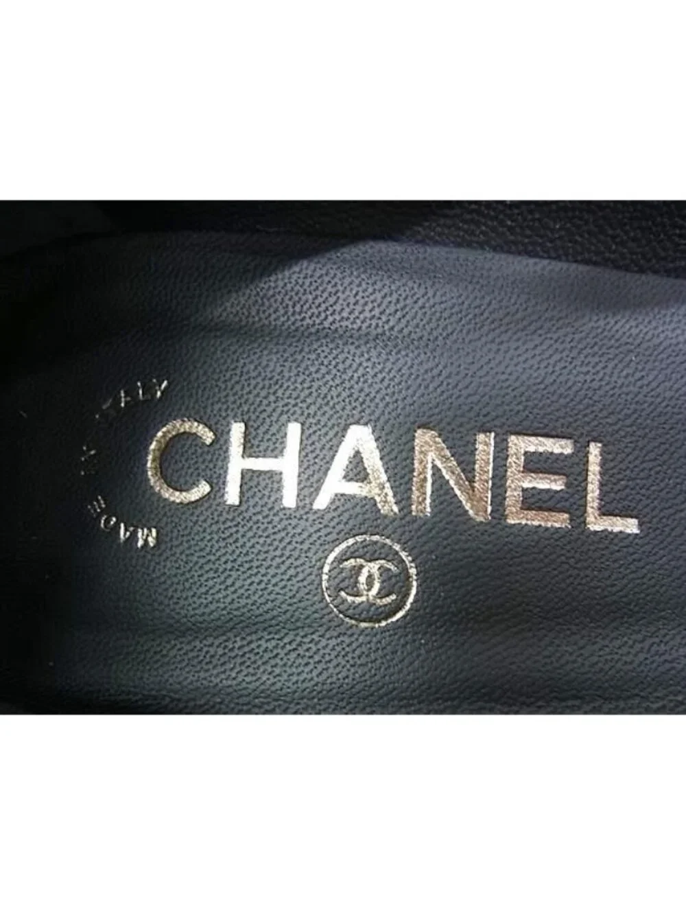 Chanel CC Logo Leather Heels Shoes Black